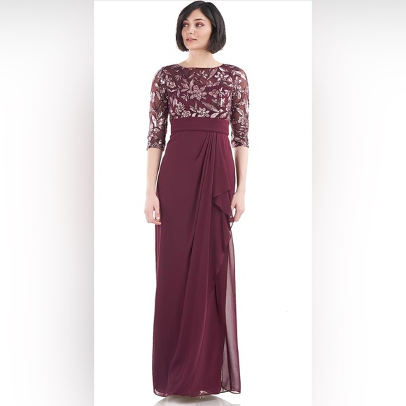 JS Collections Tessa Boat Neck Column Gown NWT Size 8 - Picture 1 of 9